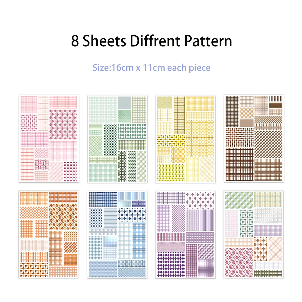 8PCS Grid Material Paper Convenience Sticker DIY Feel Free Sticker Account Material Notebook Phone Case Water Cup Waterproof