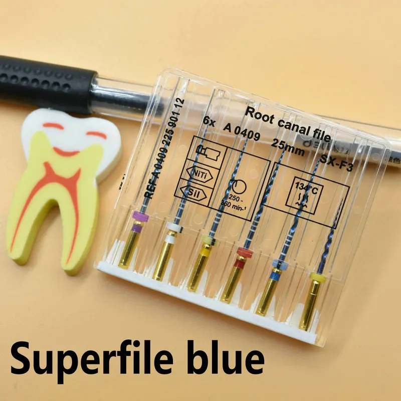 Dental Rotary Super Files Blue Files Rotary Files Niti Heat Activation Endodontic Files Use for Root Canal