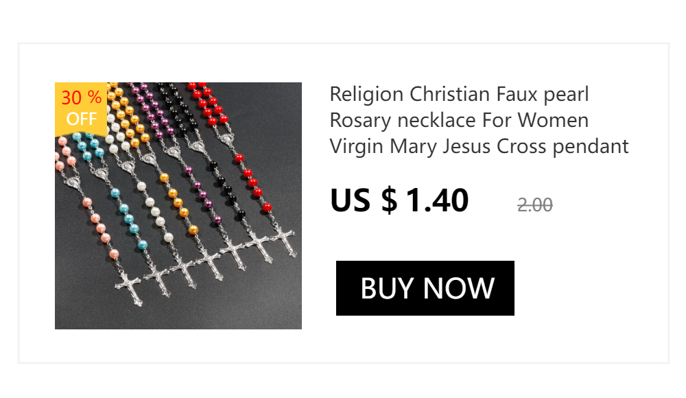 Religion Christian Faux pearl Rosary necklace For Women Virgin Mary Jesus Cross pendant Long beads chains Fashion Jewelry