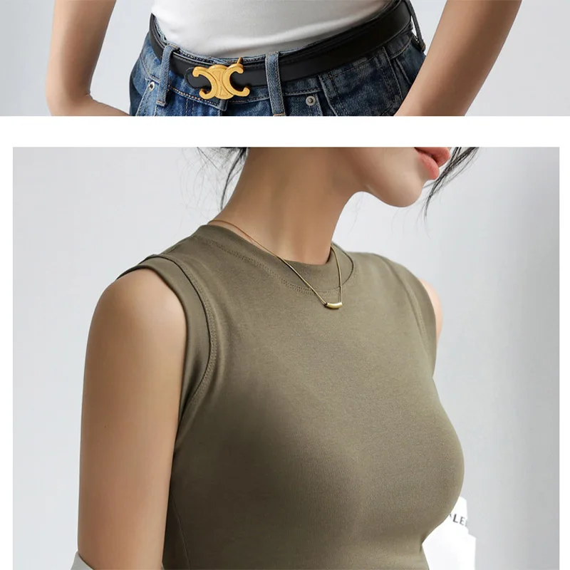 Camisole Vest for Women Round Neck Colourful Basic Sleeveless Undershirt Tops Tees with Coverage for Side Cleavage