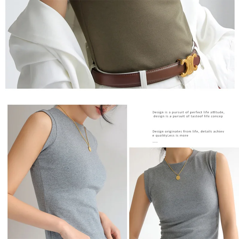 Camisole Vest for Women Round Neck Colourful Basic Sleeveless Undershirt Tops Tees with Coverage for Side Cleavage