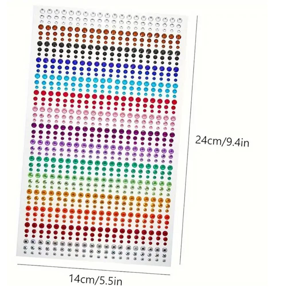 1sheet 900pcs Rainbow Face Glitter Gem Stickers Stick-On Facial Tattoo Eye Rhinestone Jewels 3/4/5mm Mix Wedding Party Make Up
