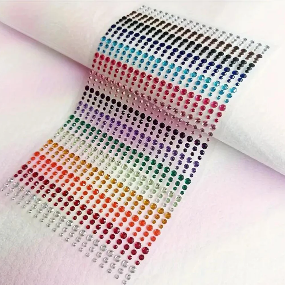 1sheet 900pcs Rainbow Face Glitter Gem Stickers Stick-On Facial Tattoo Eye Rhinestone Jewels 3/4/5mm Mix Wedding Party Make Up