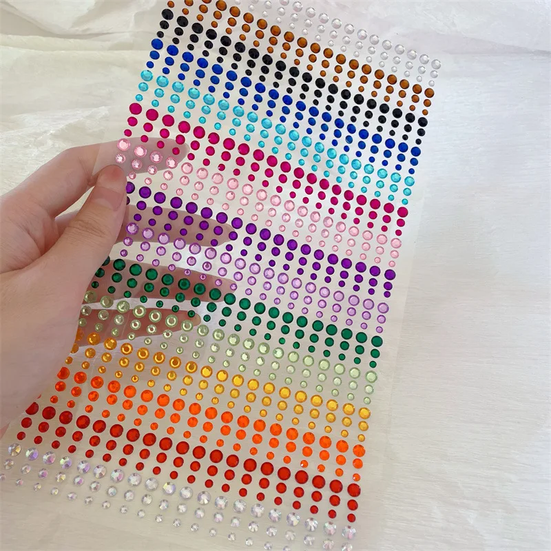 1sheet 900pcs Rainbow Face Glitter Gem Stickers Stick-On Facial Tattoo Eye Rhinestone Jewels 3/4/5mm Mix Wedding Party Make Up