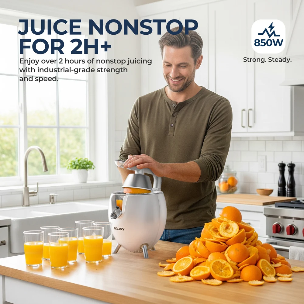 Citrus Juicer, 850W Stainless Steel Orange Lemon Electric Set Juicer, Hard-core Press Juicer, Aluminum Die-casting Handle