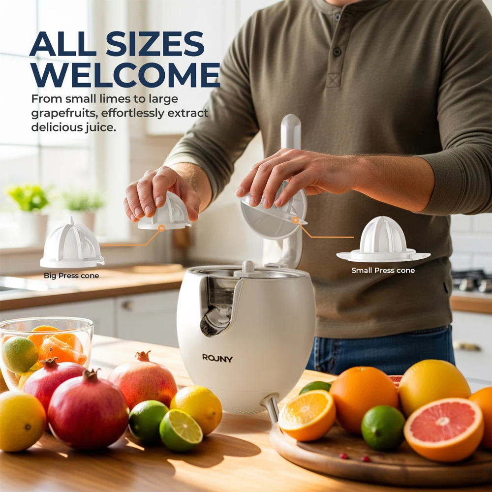 Citrus Juicer, 850W Stainless Steel Orange Lemon Electric Set Juicer, Hard-core Press Juicer, Aluminum Die-casting Handle
