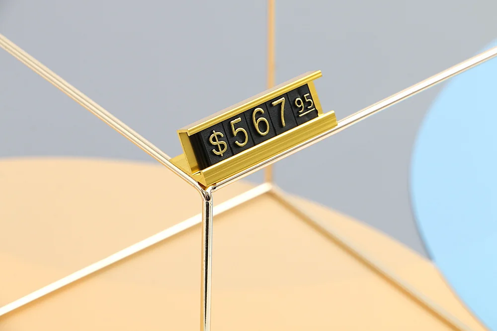 Aluminum Frame Jewelry Numeral Pricing Cube Sign Adjustable Number Price Tag Display Counter Stand Tag Label Set For Retail Shop