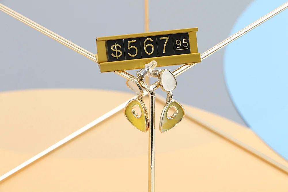 Aluminum Frame Jewelry Numeral Pricing Cube Sign Adjustable Number Price Tag Display Counter Stand Tag Label Set For Retail Shop