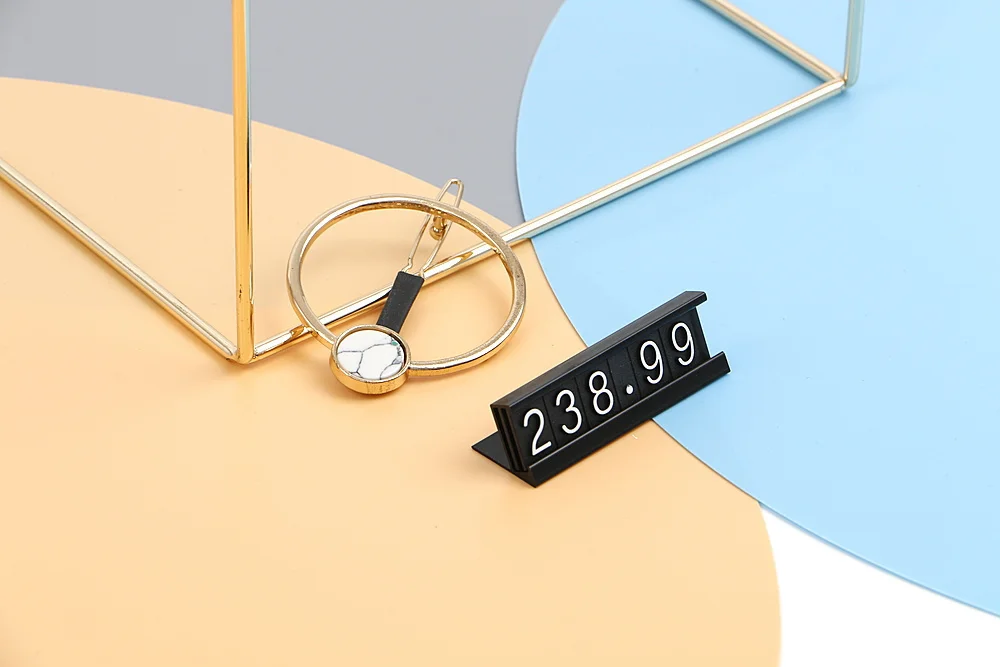 Aluminum Frame Jewelry Numeral Pricing Cube Sign Adjustable Number Price Tag Display Counter Stand Tag Label Set For Retail Shop