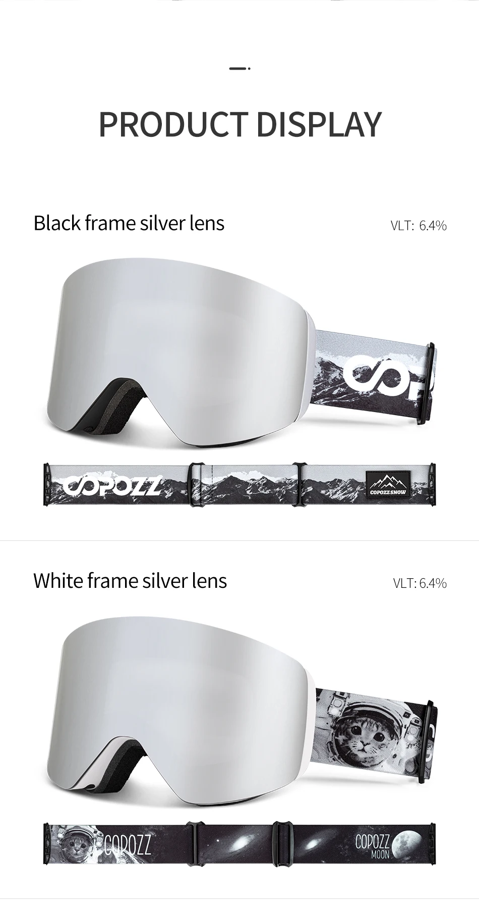 COPOZZ Professional Winter Ski Goggles Magnetic Quick-Change Double Layers Anti-Fog Snowboard Goggles Men Women Ski Equipment