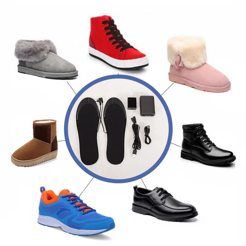USB Heated Shoe Insoles Size 35-46 DIY Customizable Electric Heated Shoes Pad for Outdoor Skiing Winter Foot Warmers