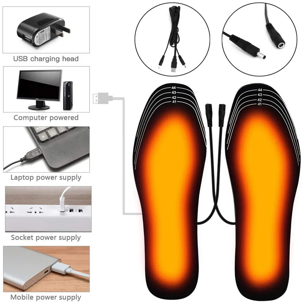 USB Heated Shoe Insoles Size 35-46 DIY Customizable Electric Heated Shoes Pad for Outdoor Skiing Winter Foot Warmers