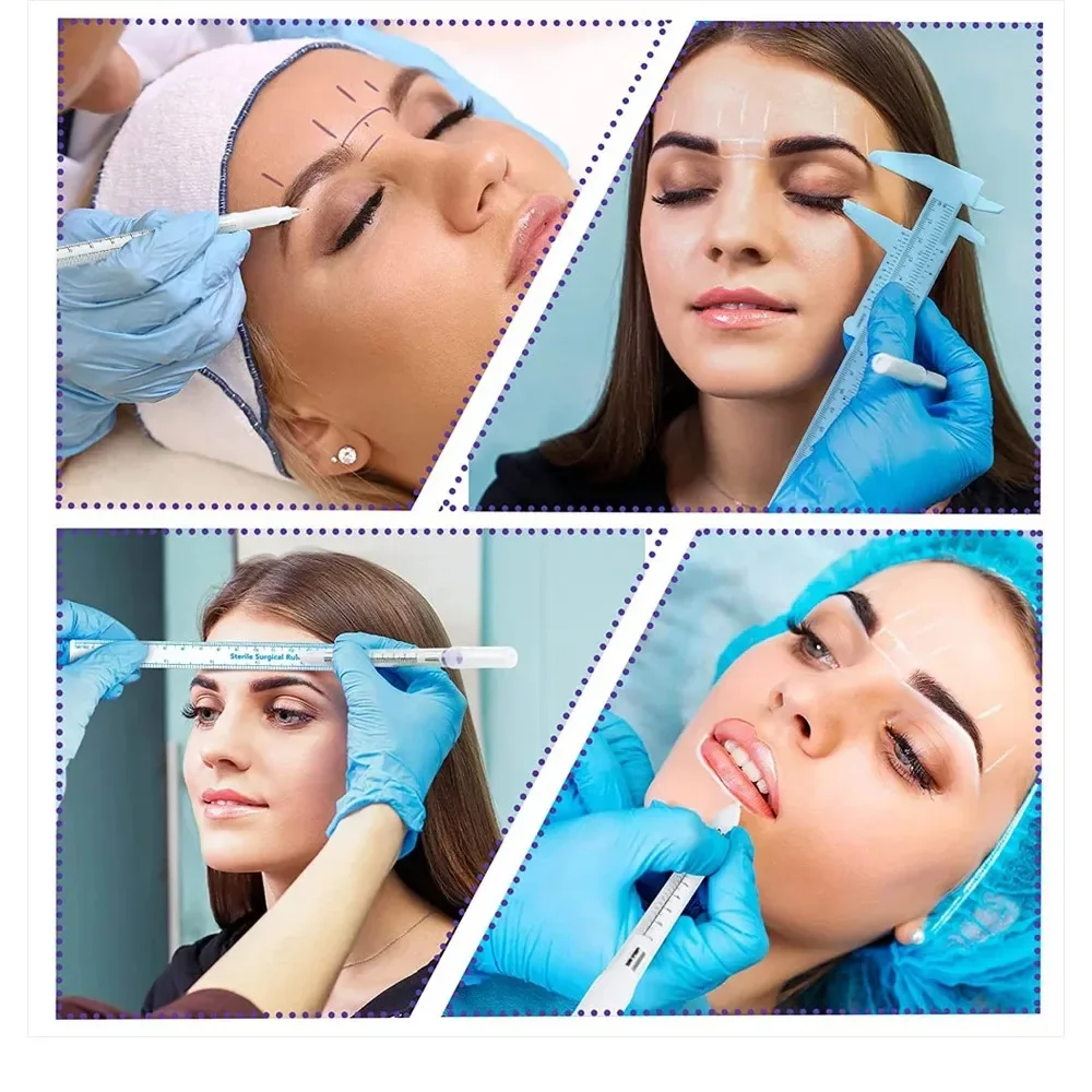10Pcs Disposable Sterilized Package With Ruler Medical Surgery Permanent Makeup Body Tattoo Piercing Scribe Skin Marker Pen