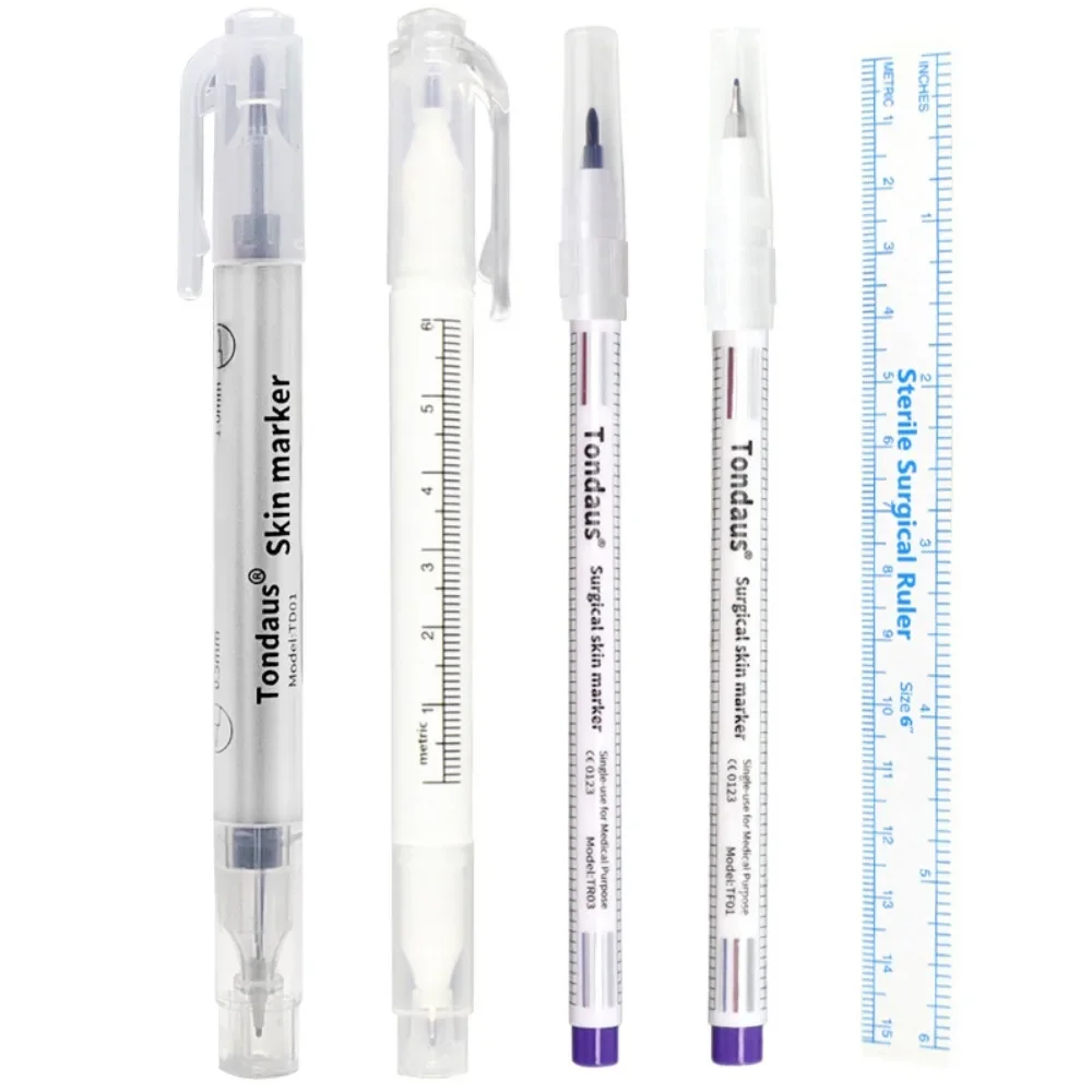10Pcs Disposable Sterilized Package With Ruler Medical Surgery Permanent Makeup Body Tattoo Piercing Scribe Skin Marker Pen