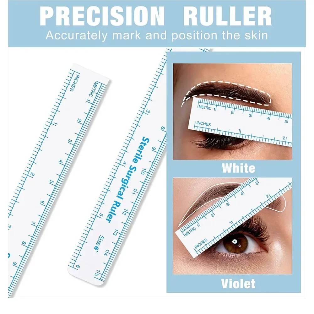 10Pcs Disposable Sterilized Package With Ruler Medical Surgery Permanent Makeup Body Tattoo Piercing Scribe Skin Marker Pen