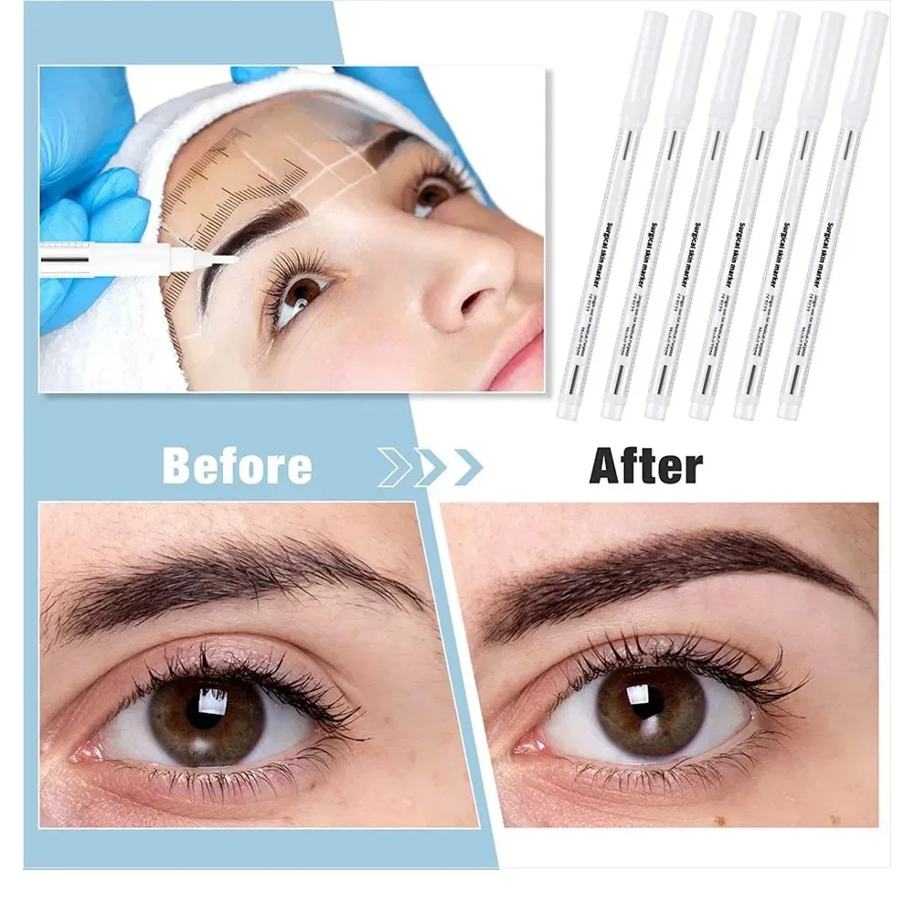 10Pcs Disposable Sterilized Package With Ruler Medical Surgery Permanent Makeup Body Tattoo Piercing Scribe Skin Marker Pen