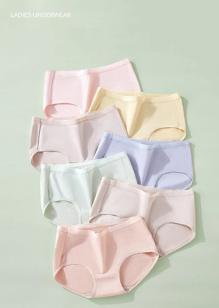 7Pcs Week Pants Cotton Women Panties Breathable Solid Underwear Cute Girls Briefs Soft Underpants Sexy Low Waist Female Lingerie