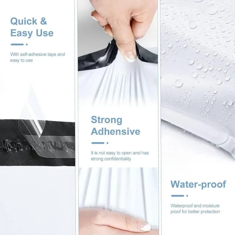 50pcs Solid White Poly Shipping Bag Mailers Mail Courier Bag PE Plastic Express Envelope Storage Bags Self Seal Packing Pouch