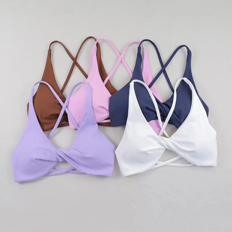 Sexy Slim Shoulder Straps Somfortable High Stretch Sports Underwear Gym Workout Breathable Detachable Yoga Bra