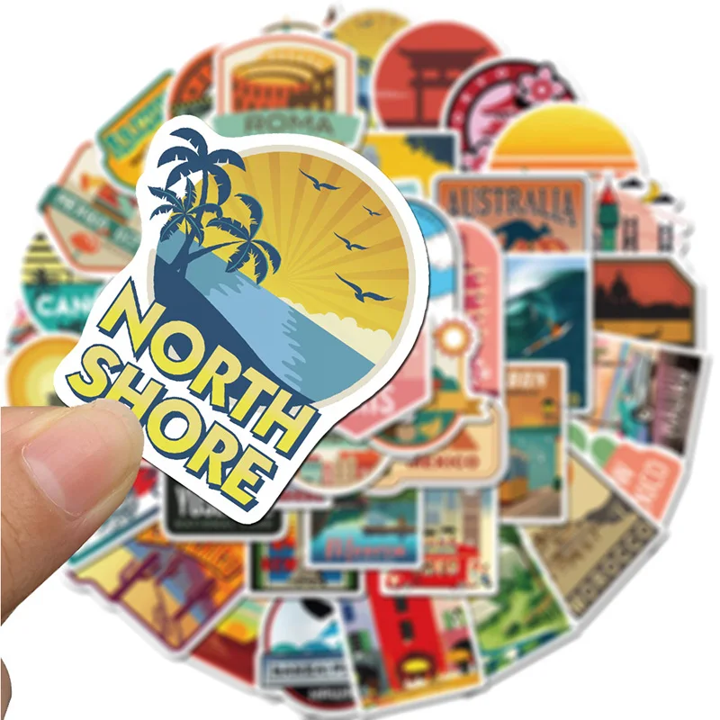 50PCS Summer Surfing Hawaii Sea Beach Stickers Vinyl Sticker Nostalgia Laptop Guitar Luggage Graffiti Motorcycle Stickers Decals