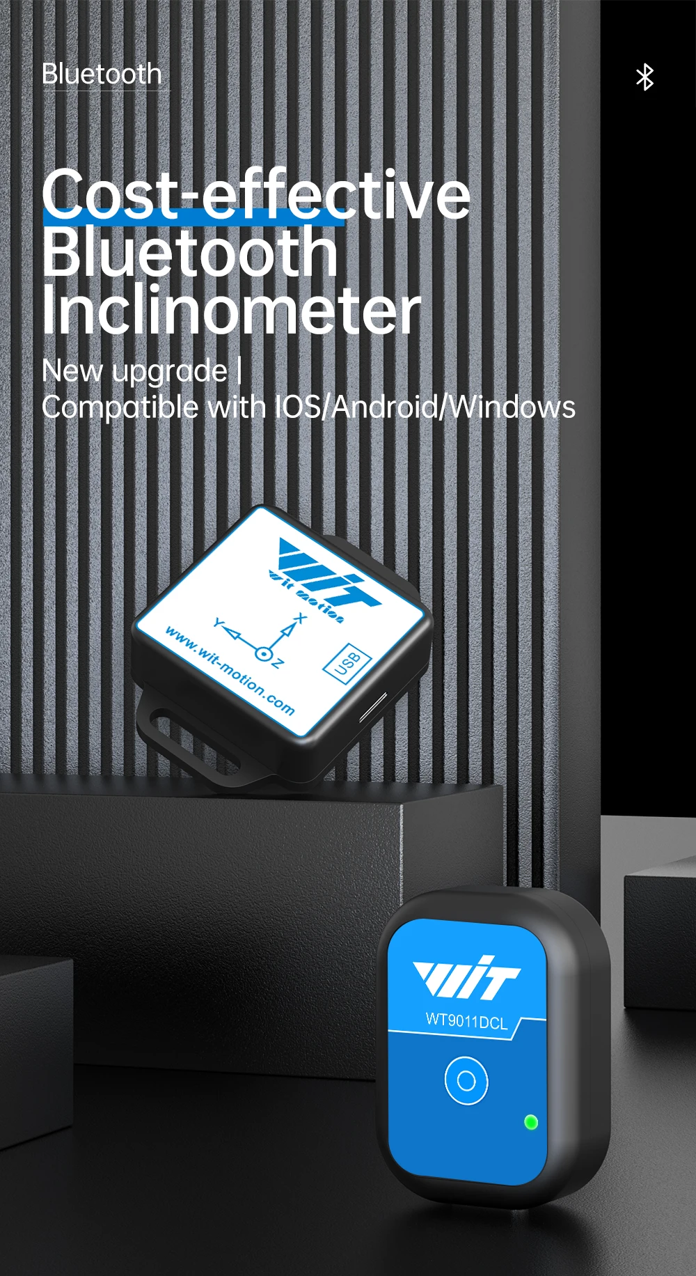 WitMotion WT901BLECL BLE 5.0 Low-Power Accelerometer,9-axis Gyroscope+Angle(XY 0.05° Accuracy)+Magnetometer with Kalman Filter