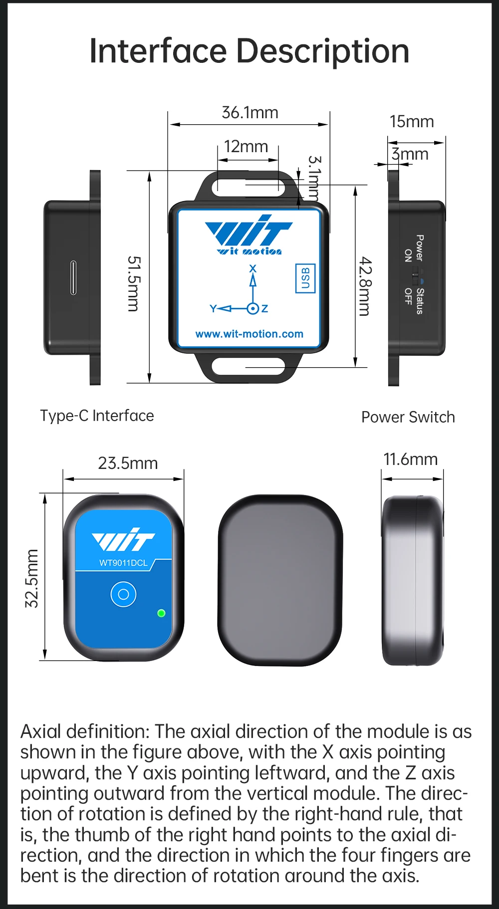 WitMotion WT901BLECL BLE 5.0 Low-Power Accelerometer,9-axis Gyroscope+Angle(XY 0.05° Accuracy)+Magnetometer with Kalman Filter