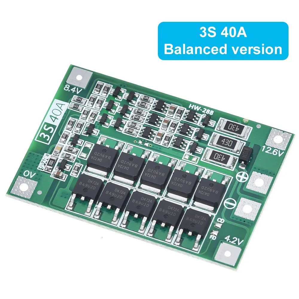 TZT 3S 4S 40A 60A Li-ion Lithium Battery Charger Protection Board 18650 BMS For Drill Motor 11.1V 12.6V/14.8V 16.8V With Balance
