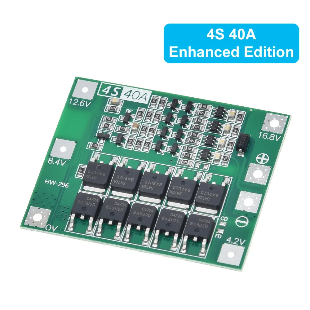 TZT 3S 4S 40A 60A Li-ion Lithium Battery Charger Protection Board 18650 BMS For Drill Motor 11.1V 12.6V/14.8V 16.8V With Balance