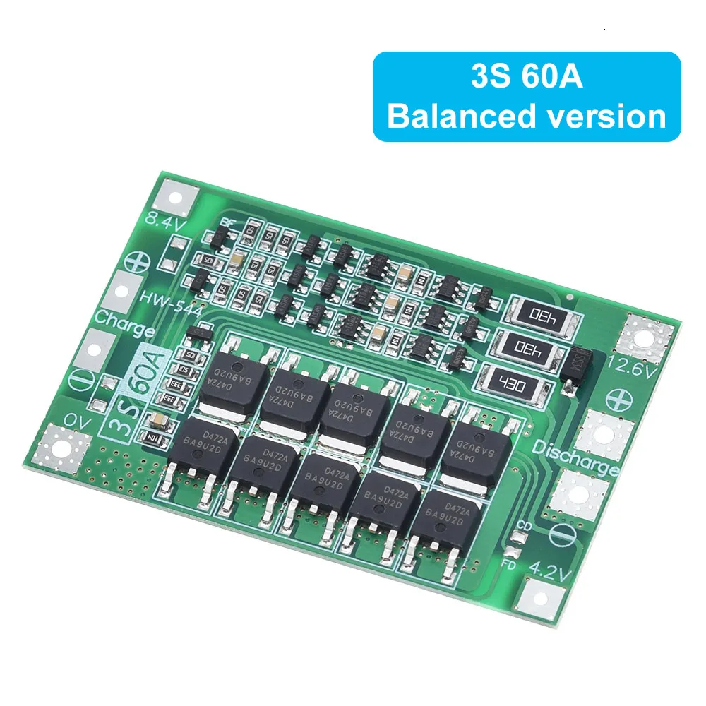 TZT 3S 4S 40A 60A Li-ion Lithium Battery Charger Protection Board 18650 BMS For Drill Motor 11.1V 12.6V/14.8V 16.8V With Balance