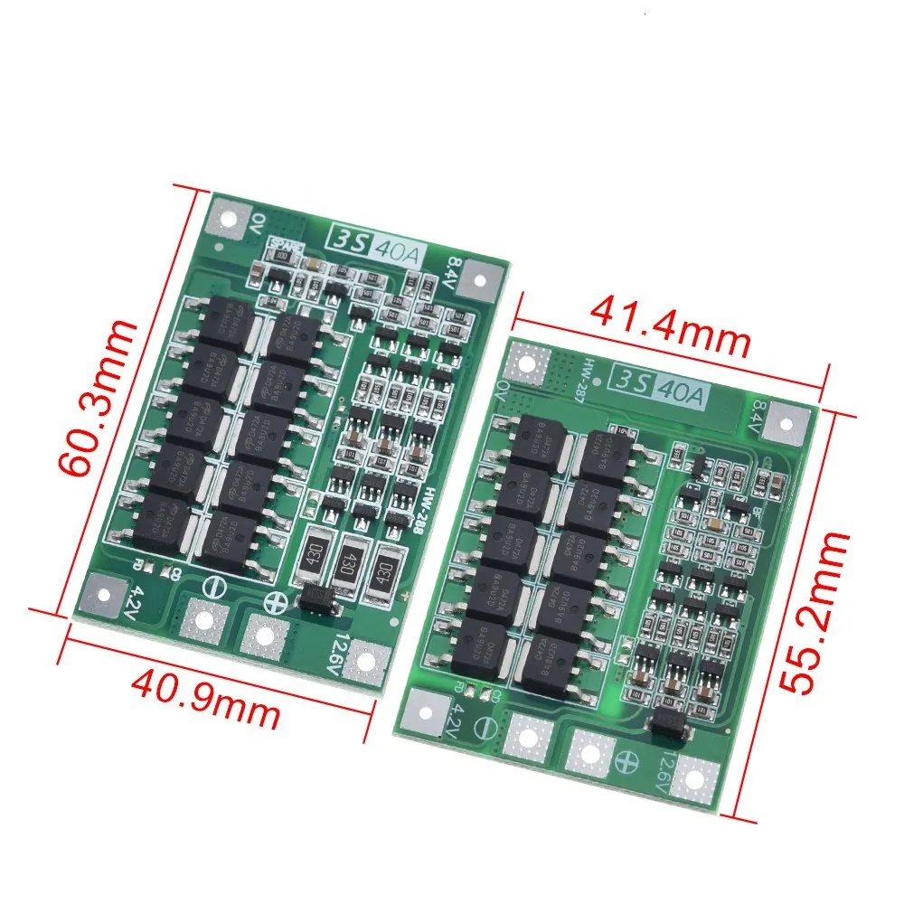 TZT 3S 4S 40A 60A Li-ion Lithium Battery Charger Protection Board 18650 BMS For Drill Motor 11.1V 12.6V/14.8V 16.8V With Balance