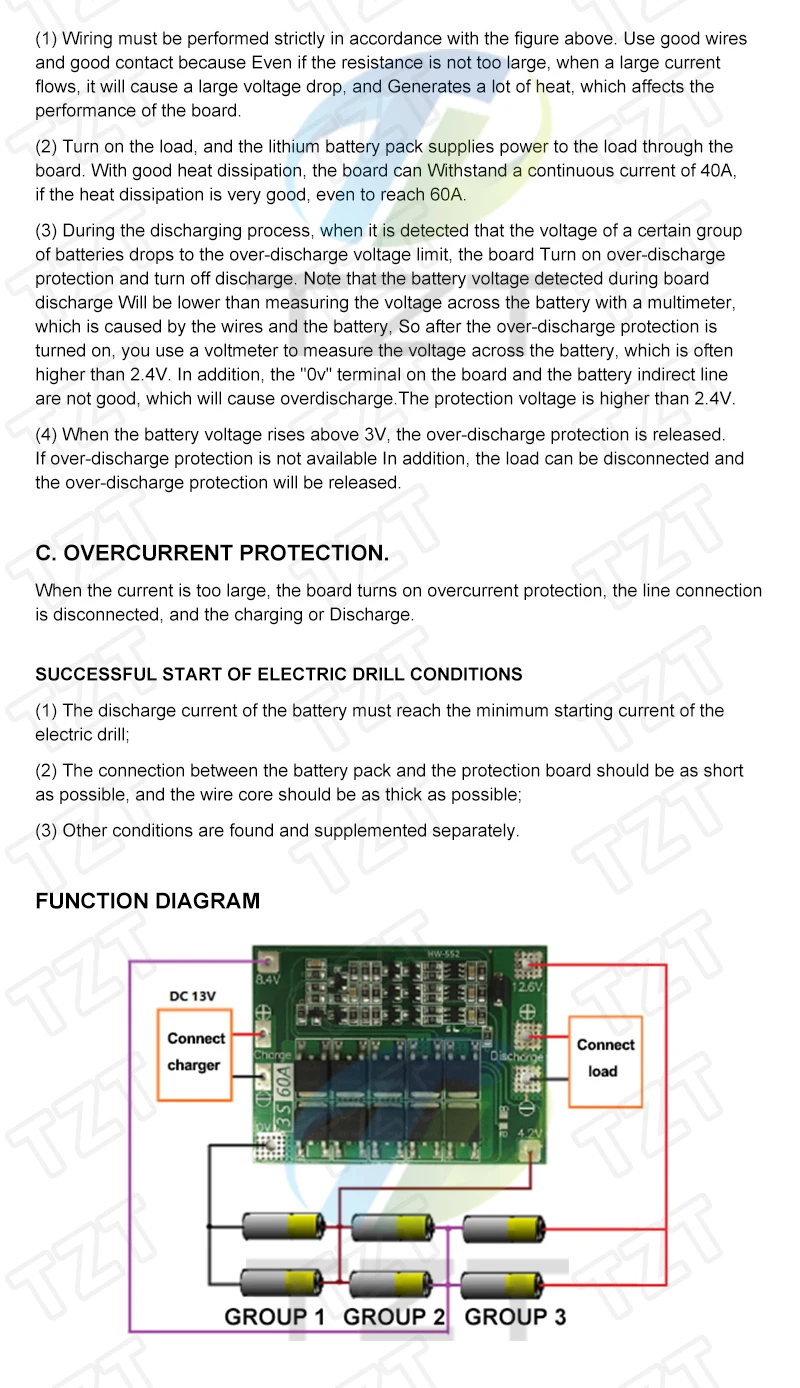 TZT 3S 4S 40A 60A Li-ion Lithium Battery Charger Protection Board 18650 BMS For Drill Motor 11.1V 12.6V/14.8V 16.8V With Balance