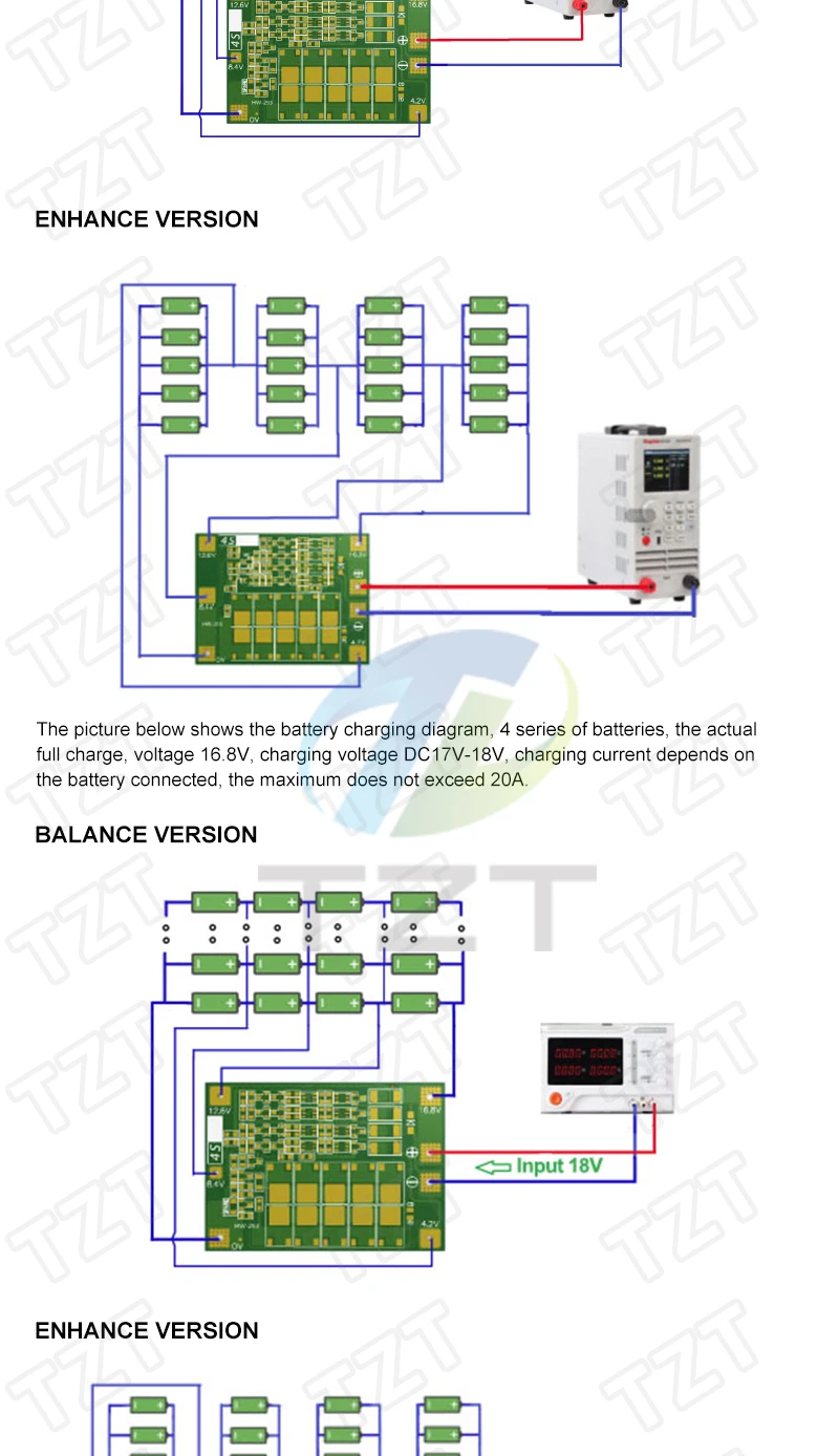 TZT 3S 4S 40A 60A Li-ion Lithium Battery Charger Protection Board 18650 BMS For Drill Motor 11.1V 12.6V/14.8V 16.8V With Balance