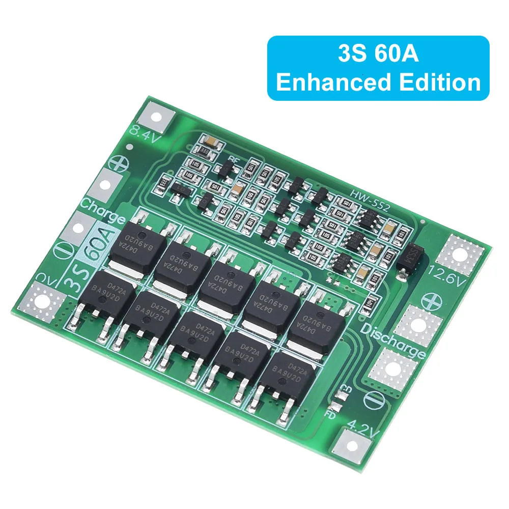 TZT 3S 4S 40A 60A Li-ion Lithium Battery Charger Protection Board 18650 BMS For Drill Motor 11.1V 12.6V/14.8V 16.8V With Balance
