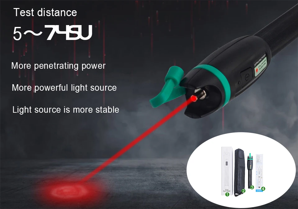 ONTi 10mW Visual Fault Locator Fiber Optic Cable Tester 30mw Red Laser Light 5-30KM Pen Type Visual Fault Locator SC/FC/ST