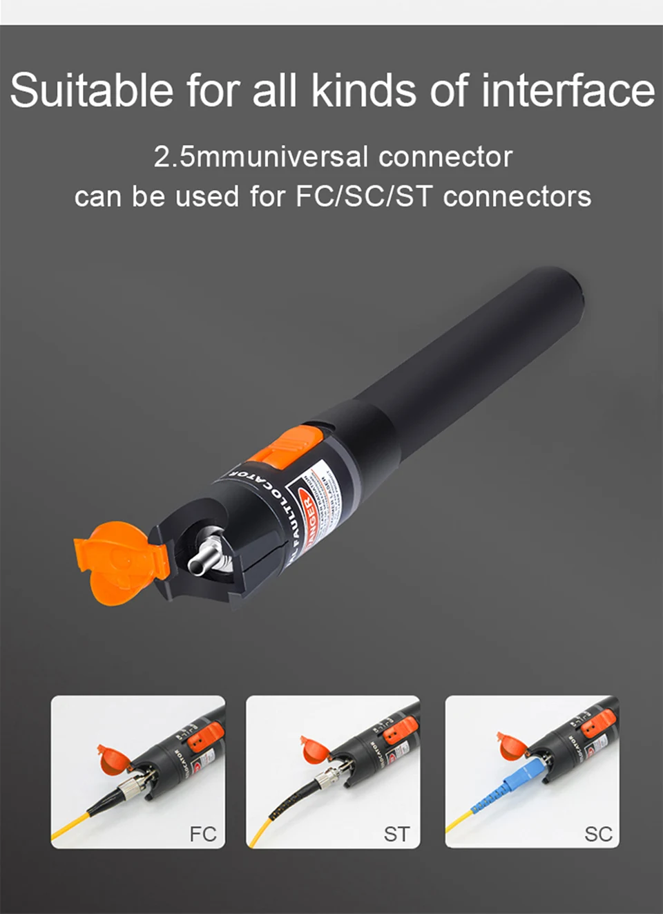 ONTi 10mW Visual Fault Locator Fiber Optic Cable Tester 30mw Red Laser Light 5-30KM Pen Type Visual Fault Locator SC/FC/ST