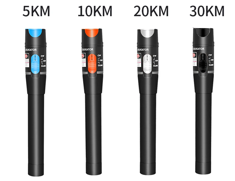 ONTi 10mW Visual Fault Locator Fiber Optic Cable Tester 30mw Red Laser Light 5-30KM Pen Type Visual Fault Locator SC/FC/ST