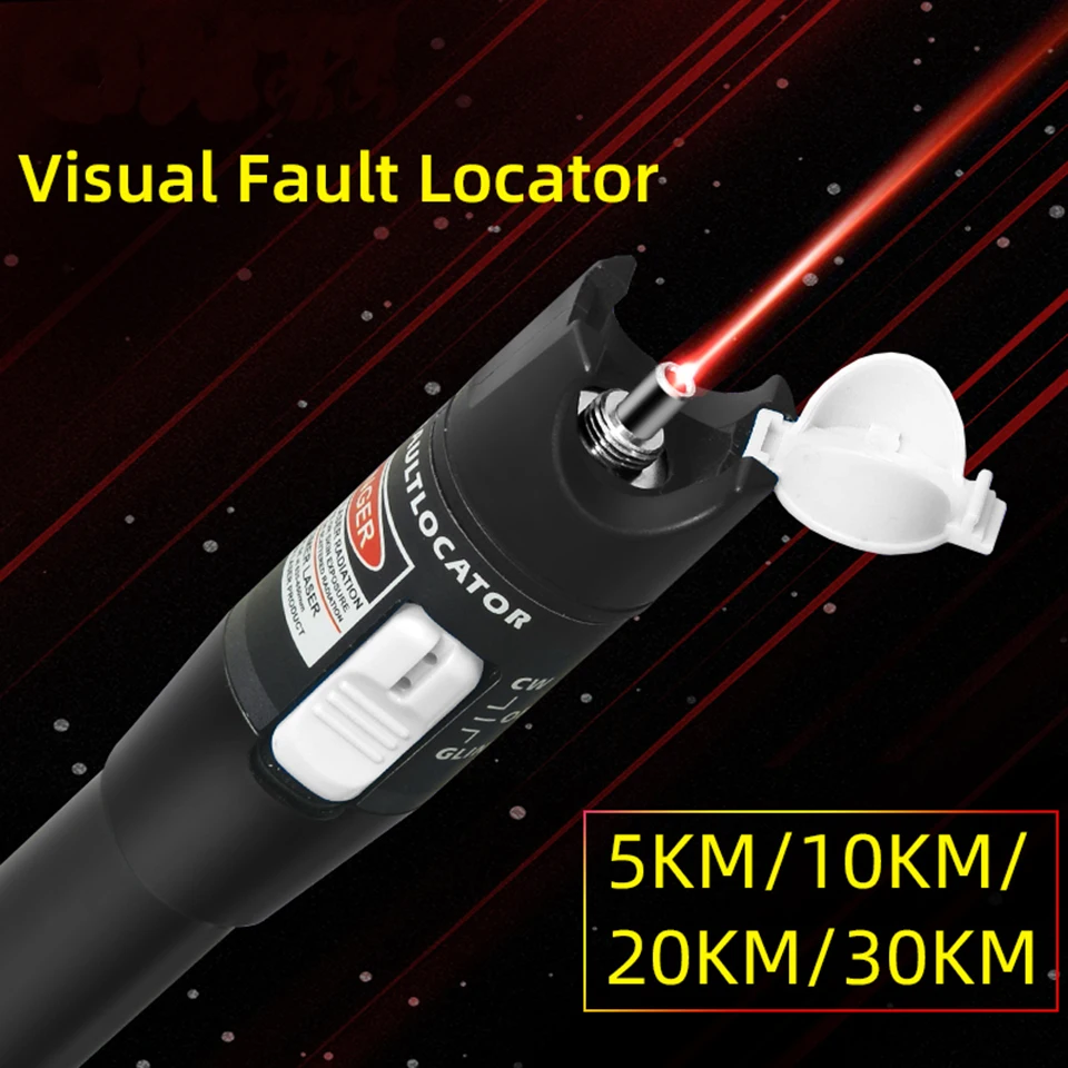 ONTi 10mW Visual Fault Locator Fiber Optic Cable Tester 30mw Red Laser Light 5-30KM Pen Type Visual Fault Locator SC/FC/ST