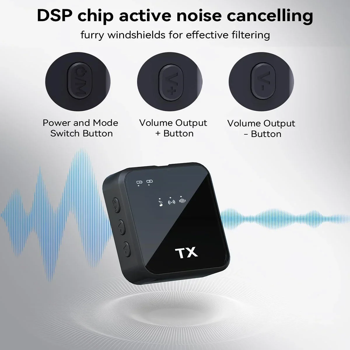 3in1 Microphone for iPhone/Android, Wireless, 328ft Transmission, Mini Microphone for Record Interview