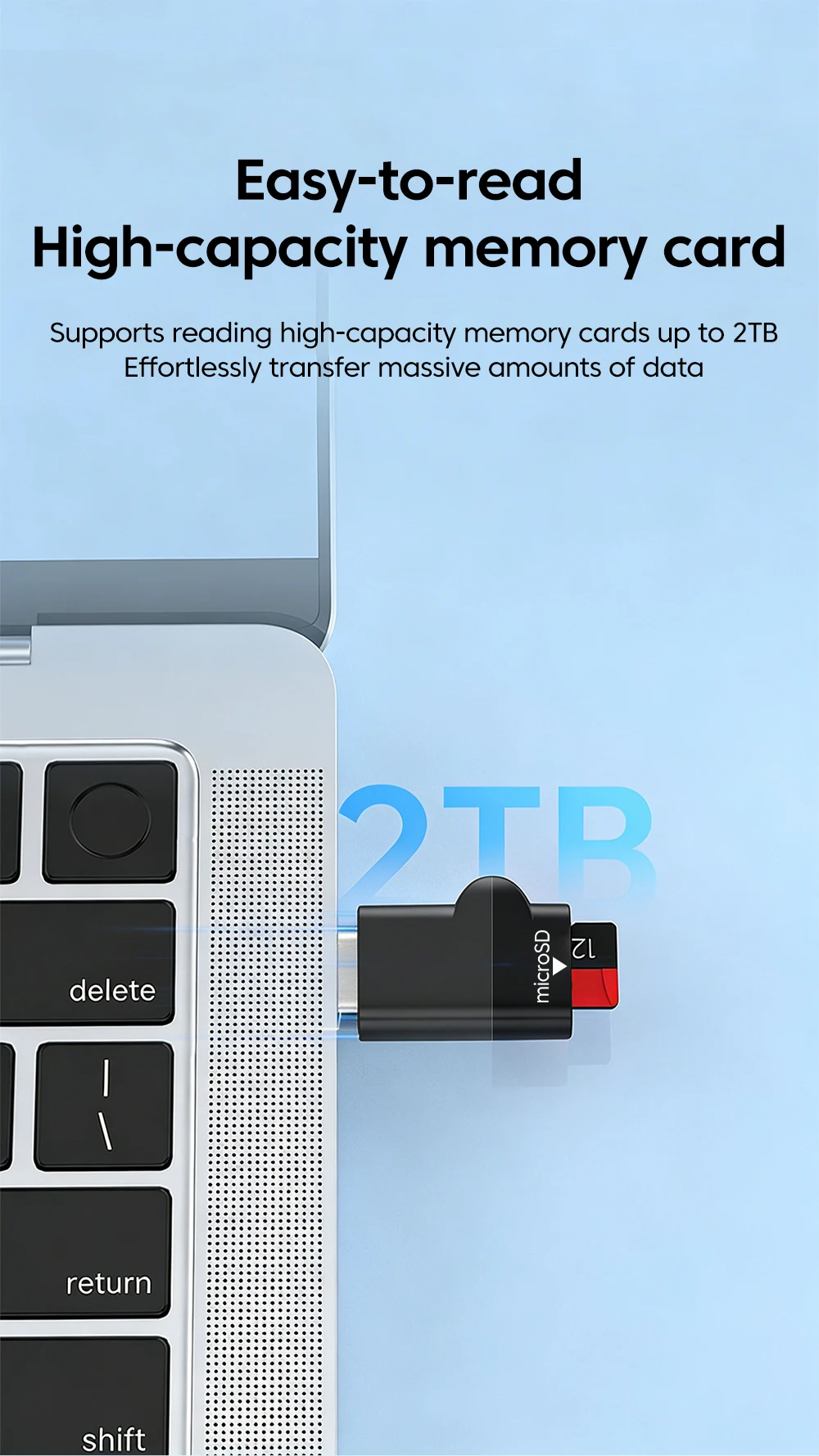 Type-C 3.0 Mini TF Card Reader External Storage Memory Card Adapter For iPhone 17 16 Laptop MacBook USB C 3.0 2.0 TF Cardreader