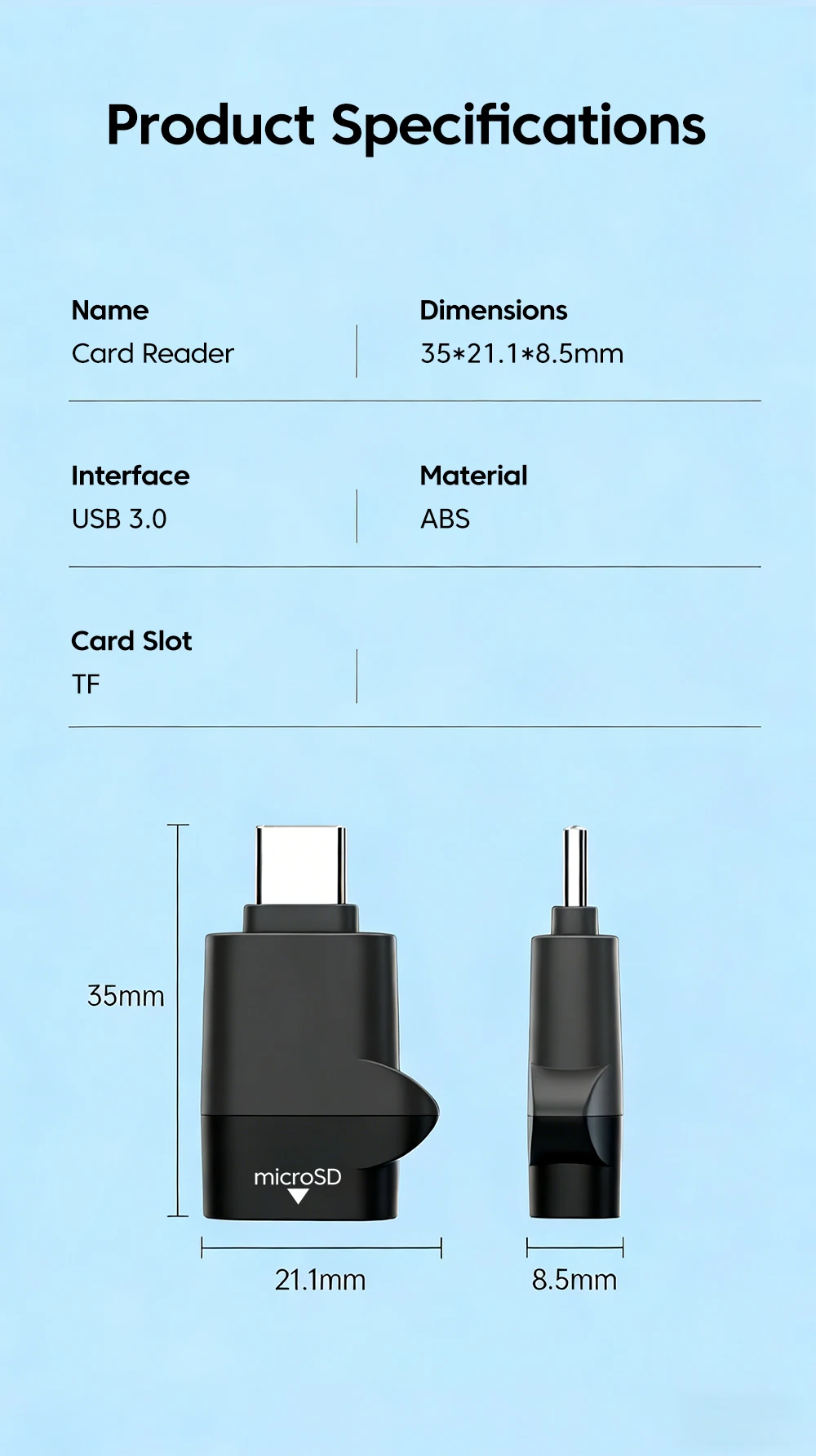 Type-C 3.0 Mini TF Card Reader External Storage Memory Card Adapter For iPhone 17 16 Laptop MacBook USB C 3.0 2.0 TF Cardreader