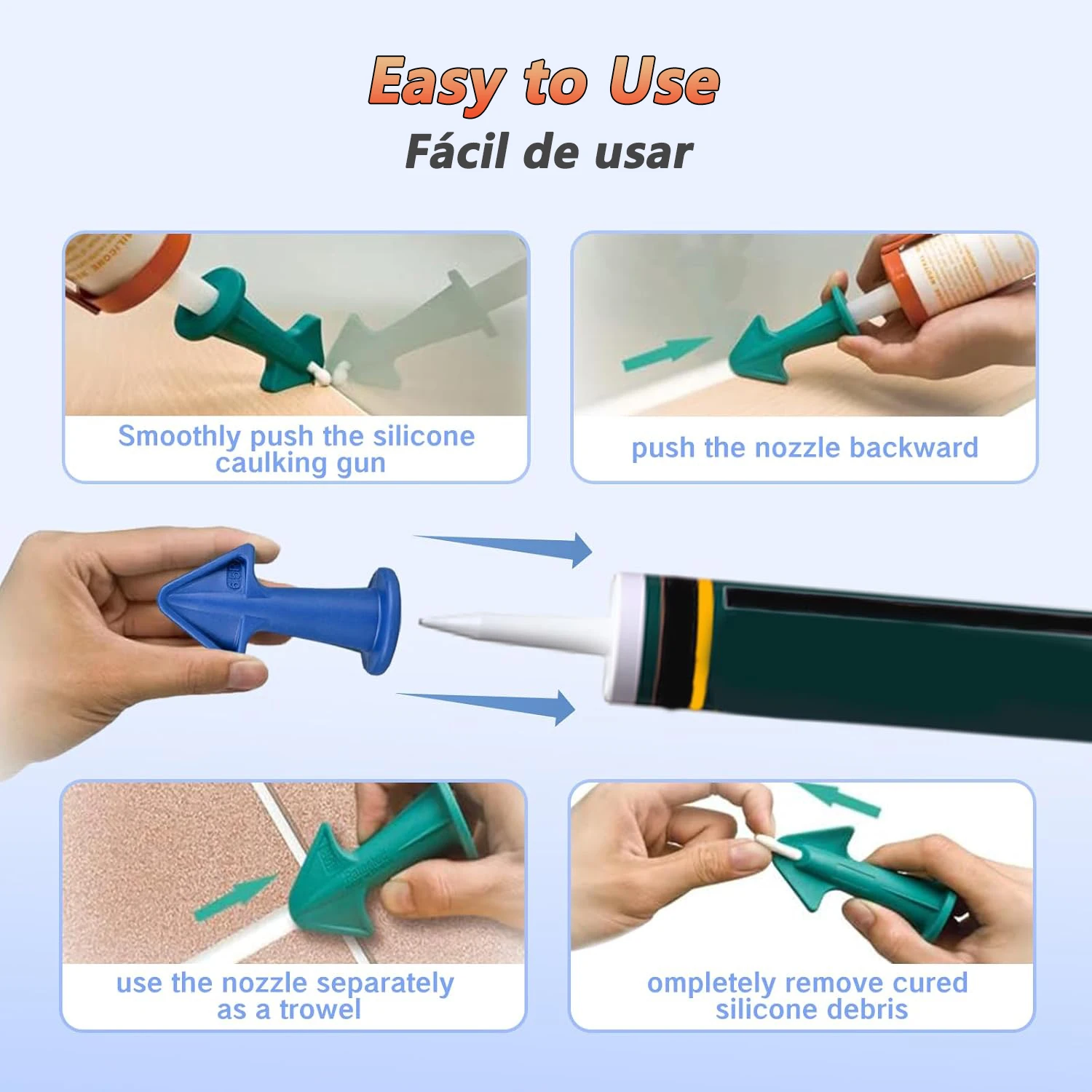 3pcs Multi-functional Silicone Sealant Nozzle Scraper Floor Caulking Tools Silicone Sealant Nozzles Kit Home Improvement Set A