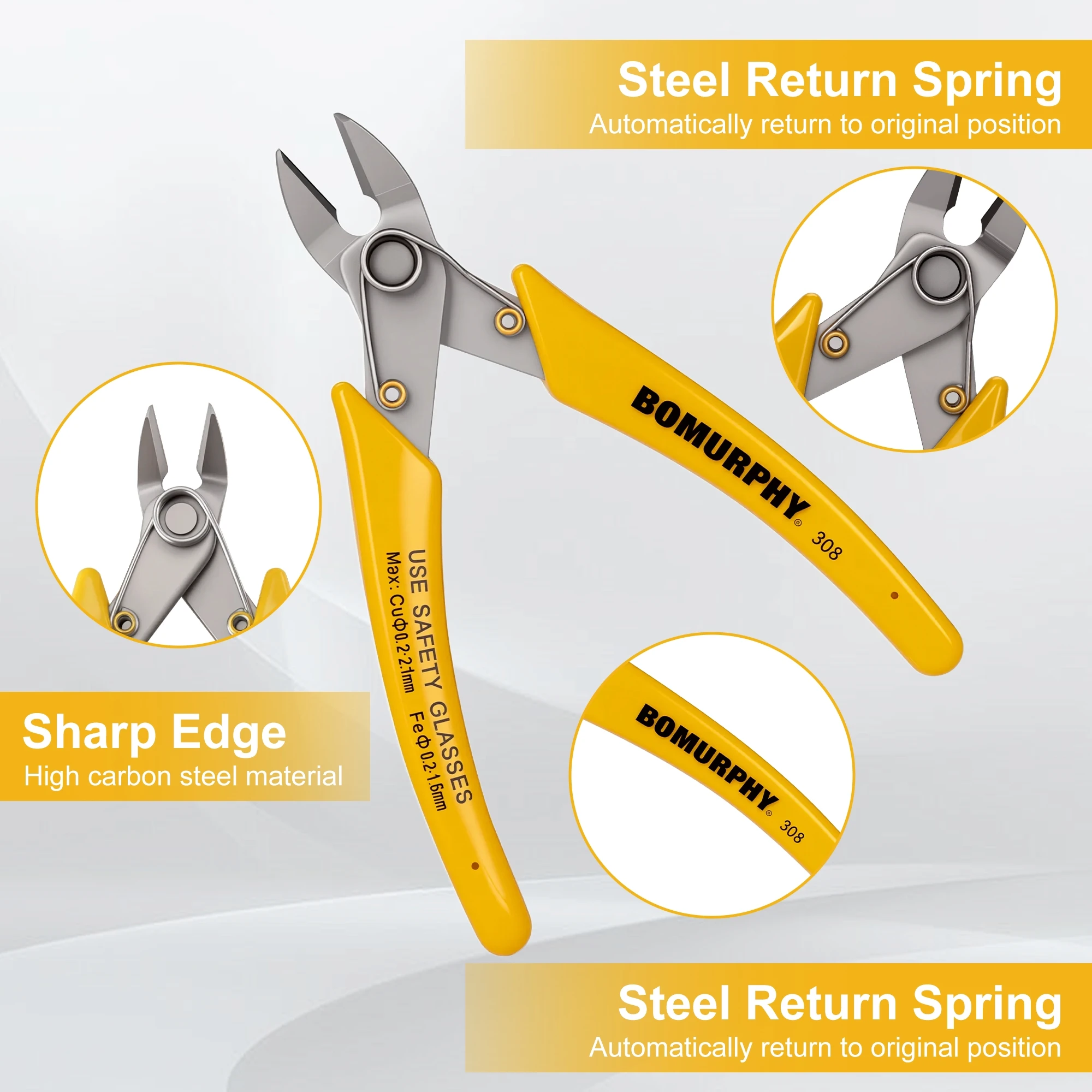 Bomurphy Wire Cutting Tool with Spring – Flush Cutters for Jewelry Making, Toy Models, Electronics, Craft Wire,