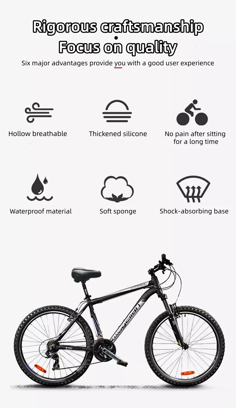 Women's Men's Dual Shock Absorbing Bike Seat, Comfortable Thickened Super Soft Mountain Bike Seat, Universal Bicycle Accessories