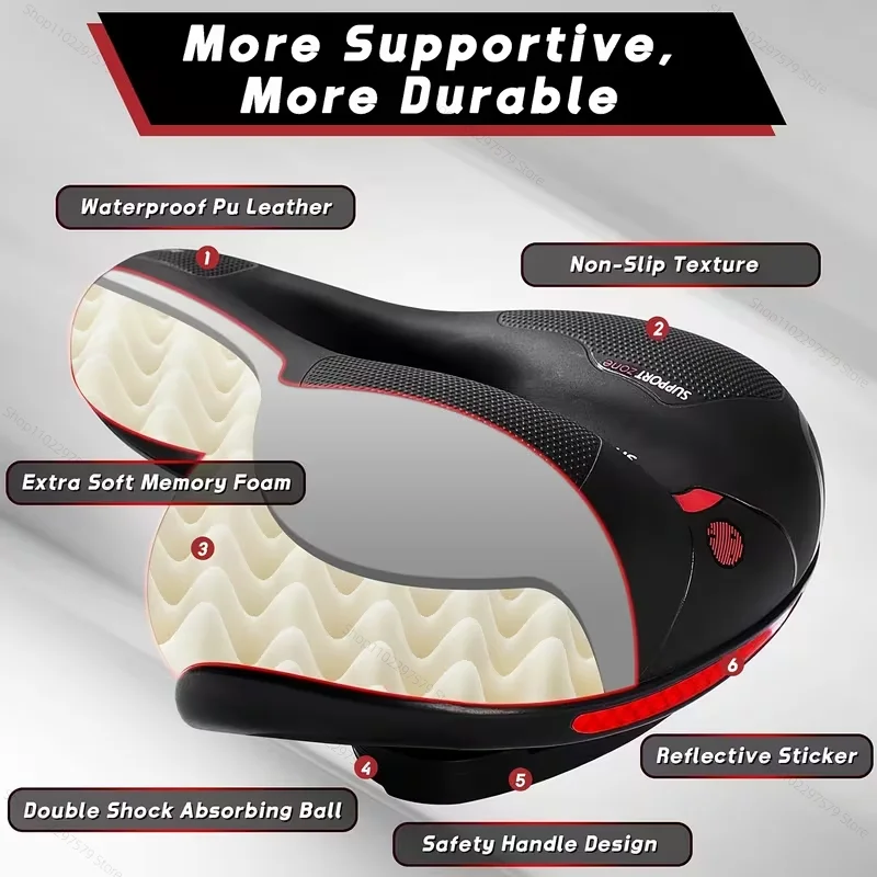 Women's Men's Dual Shock Absorbing Bike Seat, Comfortable Thickened Super Soft Mountain Bike Seat, Universal Bicycle Accessories