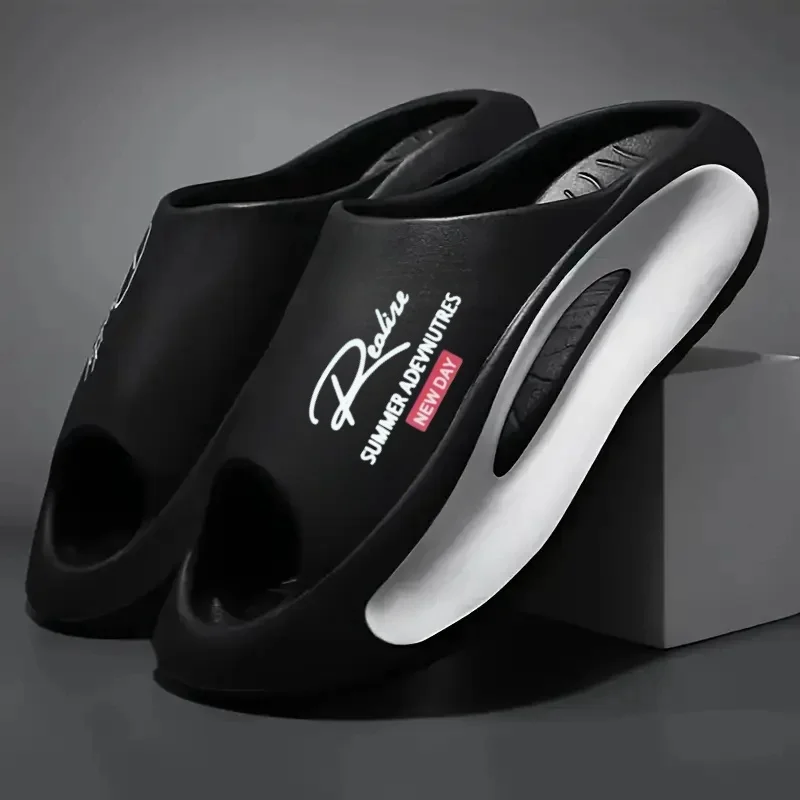 Lightweight EVA Men's Slide | Black and White Cartoon Design, Exposed Toes, Comfortable All Year Round, Casual Indoor/Outdoor Us