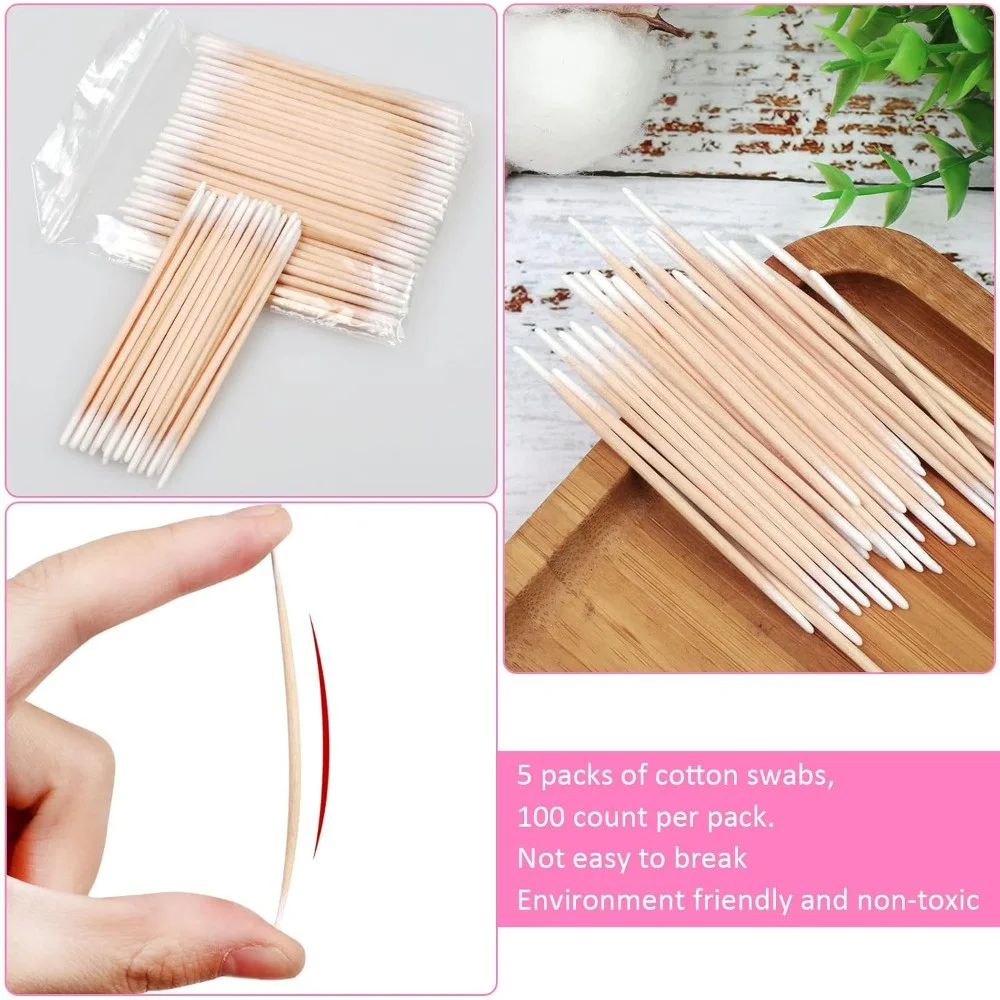 100/300/500/700/900Pcs Double Tip Headed Cotton Swabs ,For Tattooed Eyebrows Beauty Makeup Tools For Wiping, Nail Polish Wiping