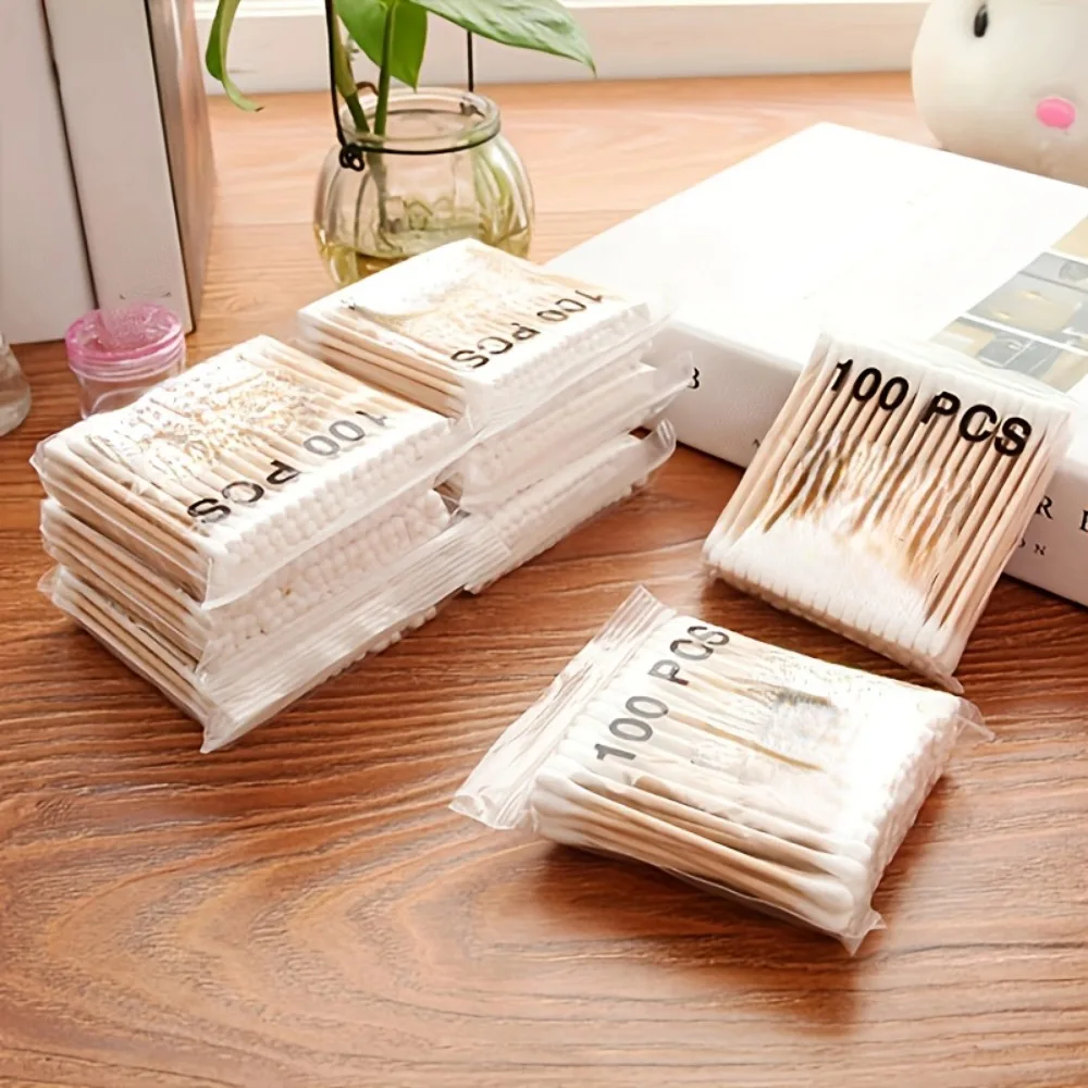 100/300/500/700/900Pcs Double Tip Headed Cotton Swabs ,For Tattooed Eyebrows Beauty Makeup Tools For Wiping, Nail Polish Wiping