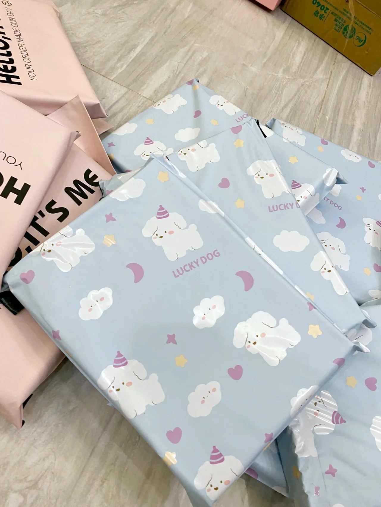 Poly Shipping Bags Cute Cartoon Mailing Bags Puppies Panda Poly Envelope Postal Courier Bag PE Plastic Self-Seal Mailbag 20PCS