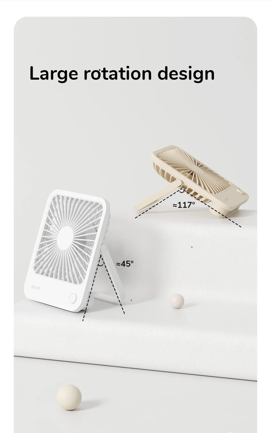 JISULIFE Portable Small Desk Fan Ultra Quiet Table Fan USB Rechargeable  Cooling Fan With 4 Speed Powerful Wind Offices Fan