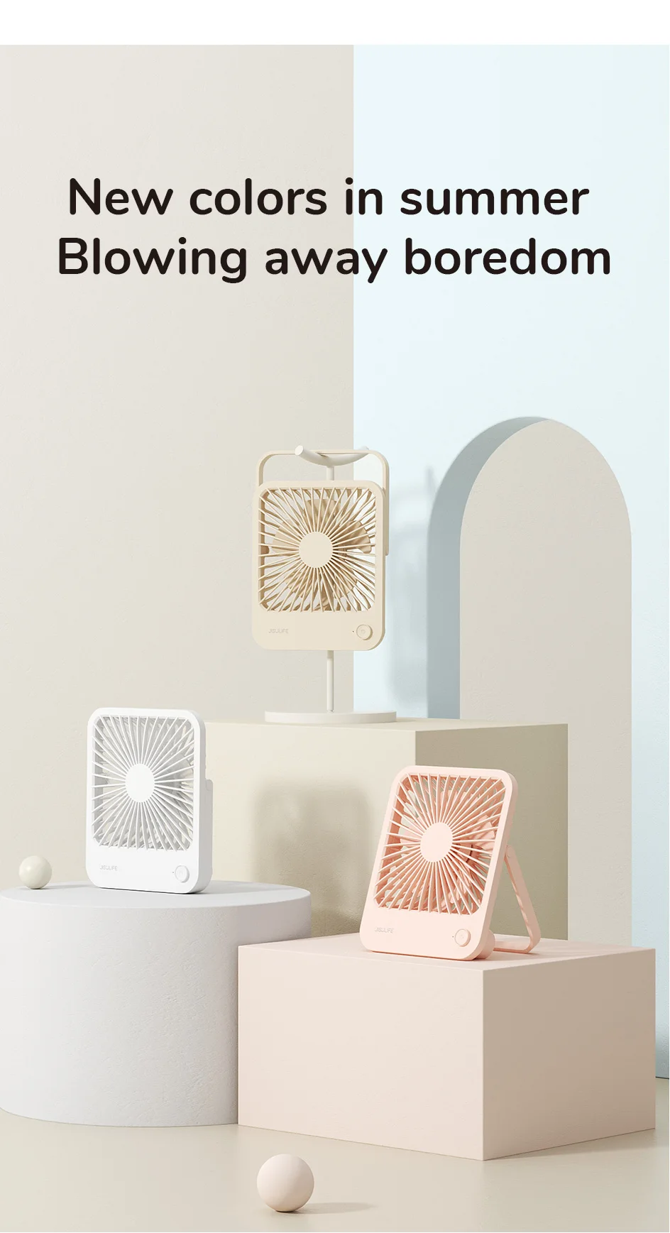 JISULIFE Portable Small Desk Fan Ultra Quiet Table Fan USB Rechargeable  Cooling Fan With 4 Speed Powerful Wind Offices Fan